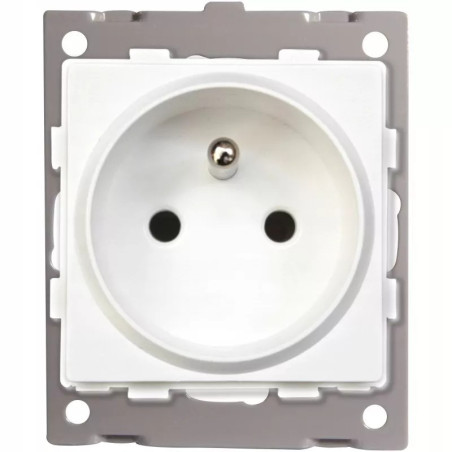 Podwójne gniazdo elektryczne typu F z białą ramką szklaną