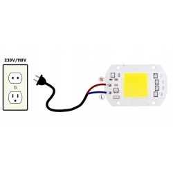 Moduł LED COB 20W na białej płytce z żółtą diodą, widoczna pasta termoprzewodząca