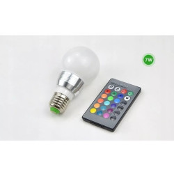 Żarówka LED RGB z mleczną bańką i pilotem do kontroli kolorów światła