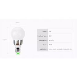 Żarówka LED RGB z mleczną bańką i pilotem do kontroli kolorów światła