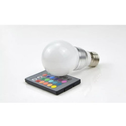 Żarówka LED RGB z mleczną bańką i pilotem do kontroli kolorów światła