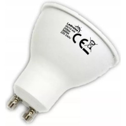 biała żarówka LED GU10 6W z matową obudową i metalowymi stykami