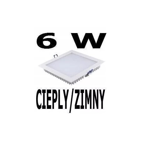 Kwadratowy biały panel LED 6 W z możliwością zmiany barwy światła zimnej i ciepłej