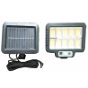 Czarna lampa solarna ścienna z panelem solarnym i pilotem, wyposażona w diody LED typu COB
