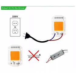 Moduł LED COB 20W grow z zasilaniem 230V i pastą termoprzewodzącą