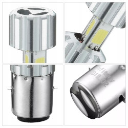 Żarówka LED BA20D 18W z metalicznym radiatorem i diodami CREE widoczna z bliska
