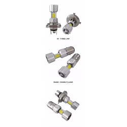 Żarówka LED BA20D 18W z metalicznym radiatorem i diodami CREE widoczna z bliska