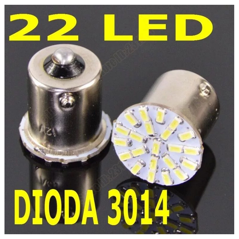 Żarówka LED z mocowaniem BA15S i 22 diodami SMD3014, zimna biała barwa światła