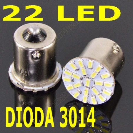 Żarówka LED z mocowaniem BA15S i 22 diodami SMD3014, zimna biała barwa światła