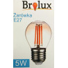 Żarówka LED z trzonkiem E27, bańka G45 w złotym odcieniu, widoczne cztery diody filamentowe COB