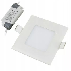 Kwadratowy biały panel LED 3W zasilany 230V, widoczny sterownik
