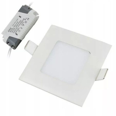 Kwadratowy biały panel LED 3W zasilany 230V, widoczny sterownik