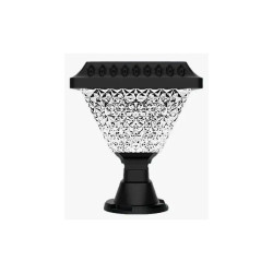 Lampa solarna LED czarna z przezroczystym kloszem do montażu na słupkach i balustradach
