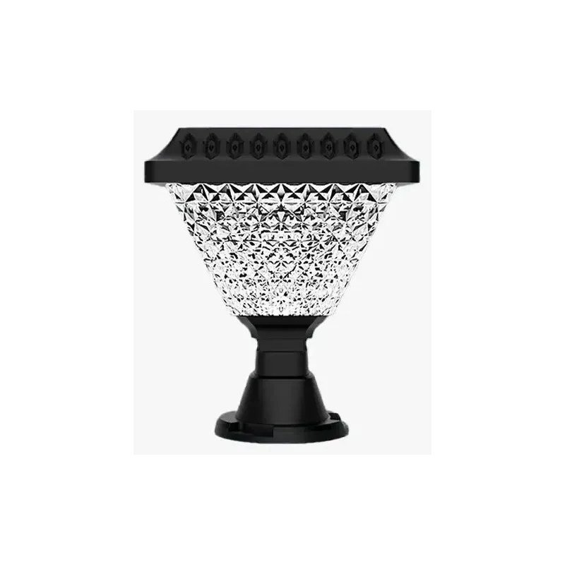 Lampa solarna LED czarna z przezroczystym kloszem do montażu na słupkach i balustradach