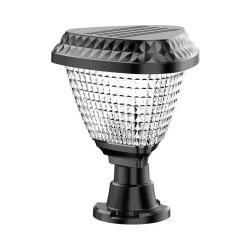 Lampa solarna LED czarna z przezroczystym kloszem do montażu na słupkach i balustradach