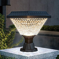 Lampa solarna LED czarna z przezroczystym kloszem do montażu na słupkach i balustradach