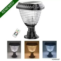 Lampa solarna LED czarna z przezroczystym kloszem do montażu na słupkach i balustradach