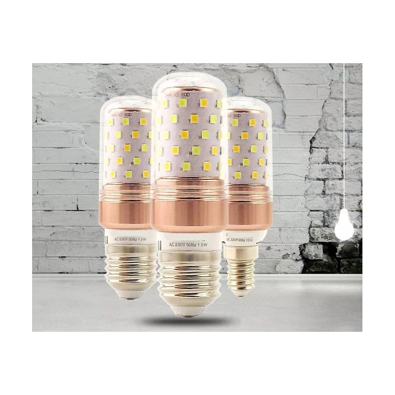 Żarówka LED corn 12W z gwintem E-14, transparentna osłona, aluminiowa obudowa
