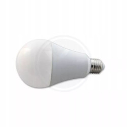 Żarówka LED 24W E27 o neutralnej barwie światła na białym tle obok opakowania