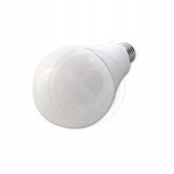 Żarówka LED 24W E27 o neutralnej barwie światła na białym tle obok opakowania