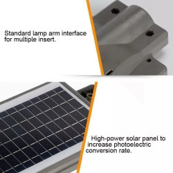 Czarna latarnia solarna 20W z panelem solarnym i czujnikiem ruchu z mocowaniem ściennym