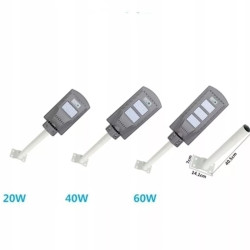 Czarna latarnia solarna 20W z panelem solarnym i czujnikiem ruchu z mocowaniem ściennym