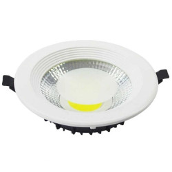 Biały plafon LED o średnicy 220 mm z widocznym odbłyśnikiem i diodą