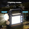 Przenośna lampa latarka z panelem solarnym i uchwytem, czarno-beżowa