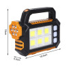 Przenośna lampa latarka z panelem solarnym i uchwytem, czarno-beżowa