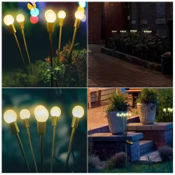 Zestaw dwóch lamp solarnych z 8 kulkami LED na elastycznych ramionach, białe zimne światło