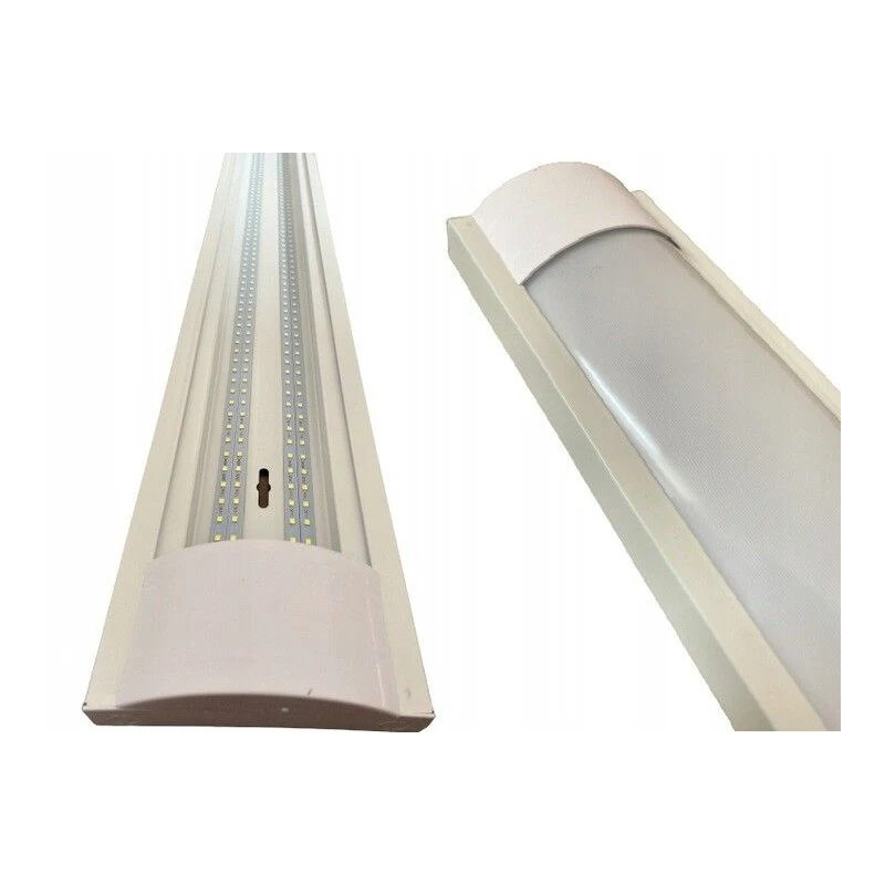 Oprawa natynkowa LED długości 120 cm z widocznymi diodami LED i białą obudową