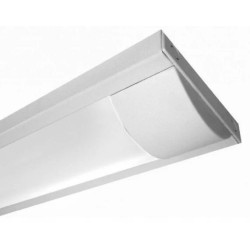 Oprawa natynkowa LED długości 120 cm z widocznymi diodami LED i białą obudową