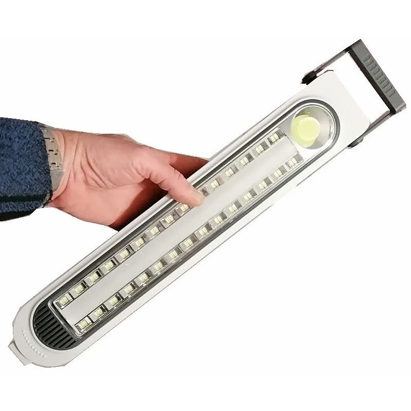 Przenośna latarka LED z panelem solarnym, obrotowym uchwytem i 45 diodami LED