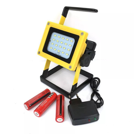Akumulatorowy halogen LED 10W z 20 diodami SMD w obudowie z uchwytem i dwiema ładowarkami