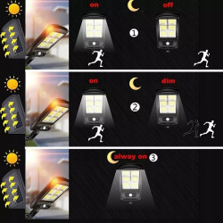 Latarnia solarna LED z sześcioma diodami COB, czujnikiem ruchu i pilotem