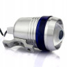 Halogen motocyklowy U3 srebrny z niebieskim ringiem LED i uchwytem montażowym