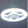Biały żyrandol LED z wbudowanym głośnikiem Bluetooth, okrągły kształt, świecący