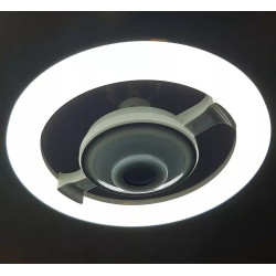 Biały żyrandol LED z wbudowanym głośnikiem Bluetooth, okrągły kształt, świecący