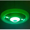 Biały żyrandol LED z wbudowanym głośnikiem Bluetooth, okrągły kształt, świecący