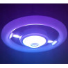 Biały żyrandol LED z wbudowanym głośnikiem Bluetooth, okrągły kształt, świecący