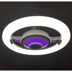 Biały żyrandol LED z wbudowanym głośnikiem Bluetooth, okrągły kształt, świecący