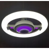 Biały żyrandol LED z wbudowanym głośnikiem Bluetooth, okrągły kształt, świecący