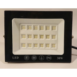 Czarny panel LED 30W z metalową obudową i zimną białą barwą światła