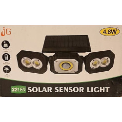 Ścienna czarna lampa solarna z panelem solarnym i trzema modułami LED