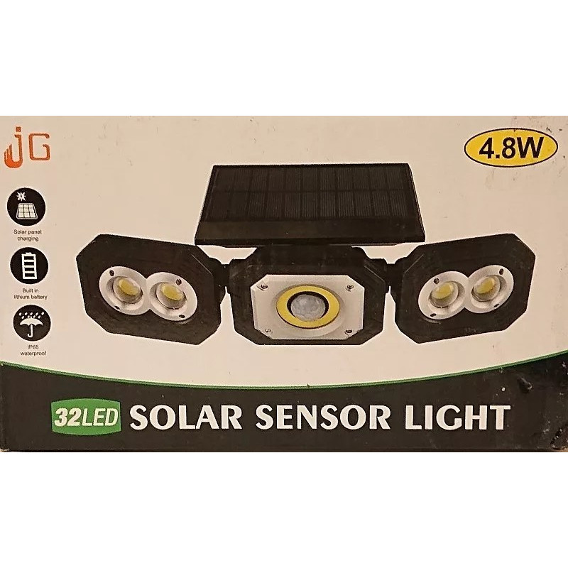 Ścienna czarna lampa solarna z panelem solarnym i trzema modułami LED