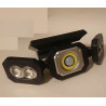 Ścienna czarna lampa solarna z panelem solarnym i trzema modułami LED
