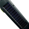 Czarna latarka solarna LED z 48 diodami, obrotowym uchwytem i panelem solarnym na tylnej stronie