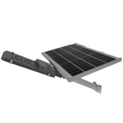 Latarnia solarna uliczna z panelem solarnym i lampą LED zamocowana na słupie