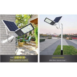 Latarnia solarna LED 1300W z panelem solarnym i mocowaniem na tle białym