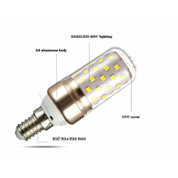 Żarówka LED Corn 16 W z gwintem E-14, transparentna osłona, miedziany element obudowy